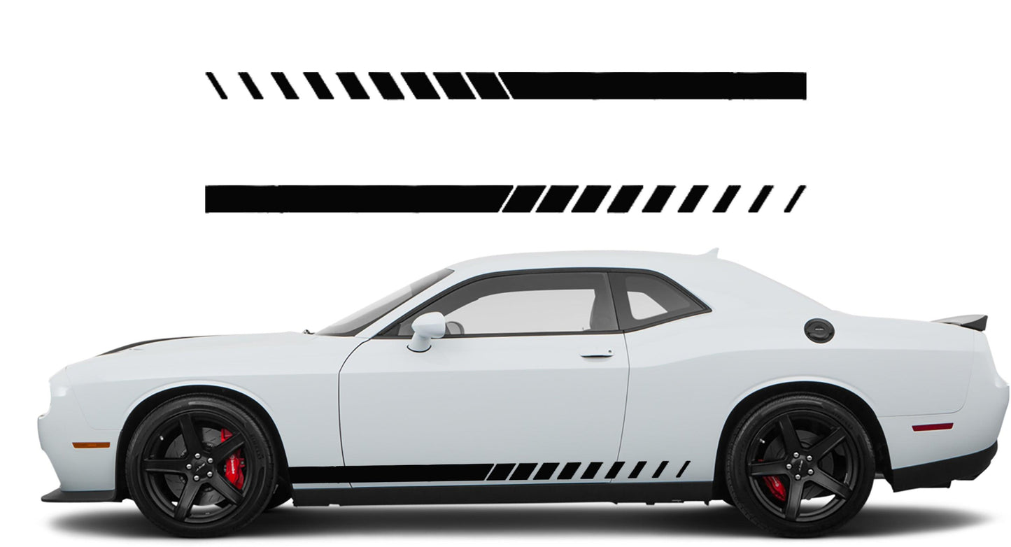 Dodge Challenger Side Racing Stripes Decals (Pair) : Vinyl Graphics Kit Fits (2008-2023)