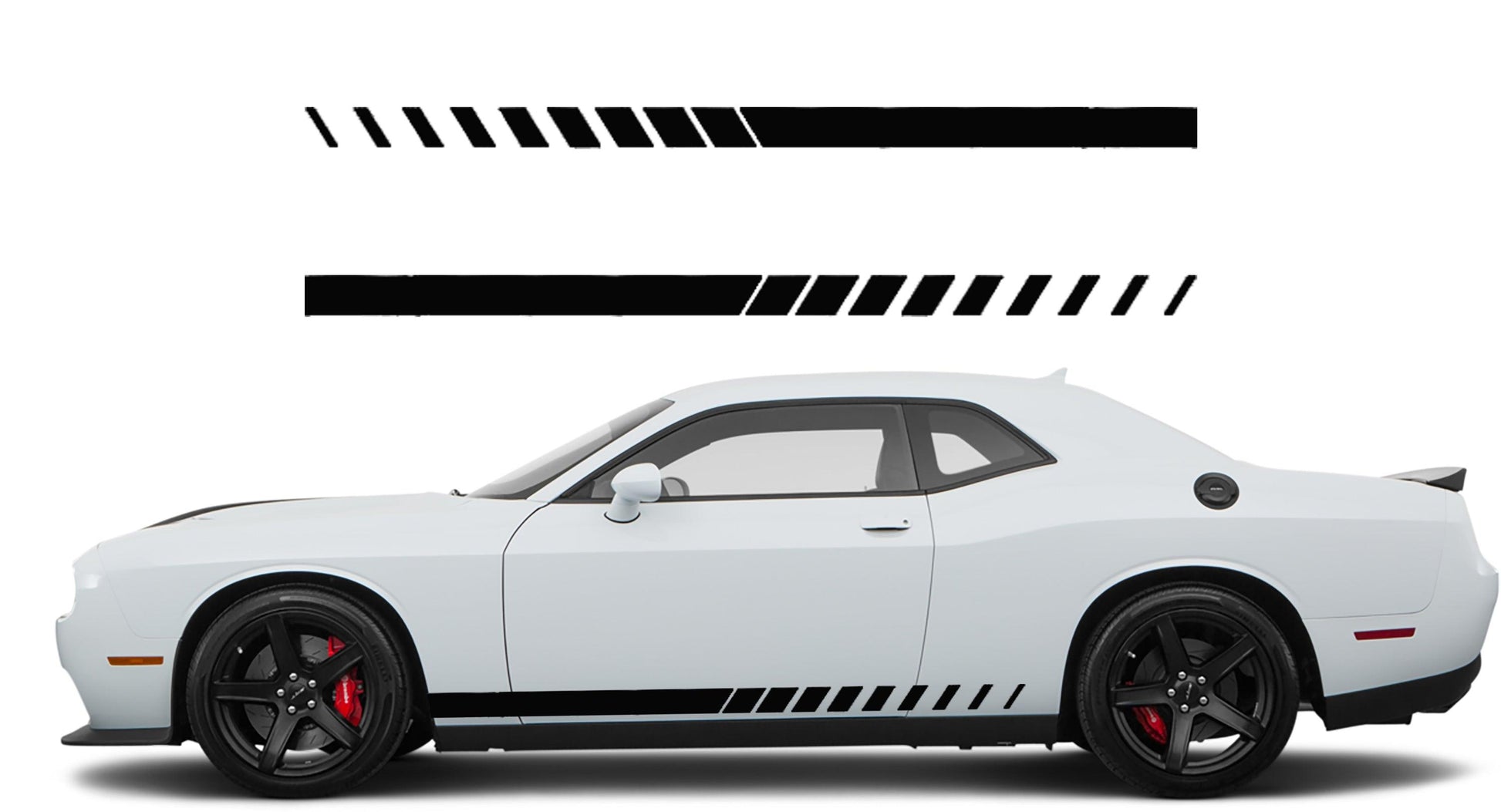 Dodge Challenger Side Racing Stripes Decals (Pair) : Vinyl Graphics Kit Fits (2008-2023)