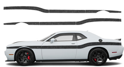 Dodge Challenger Middle Beltline Honeycomb Stripes Decals (Pair) : Vinyl Graphics Kit Fits (2008-2023)