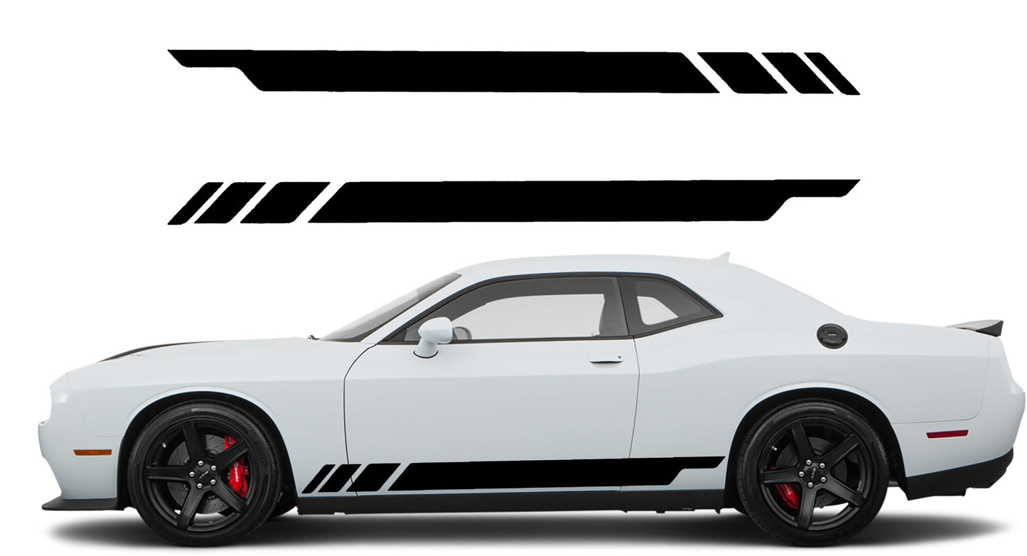 Dodge Challenger Side Stripes Decals (Pair) : Vinyl Graphics Kit Fits (2008-2023)