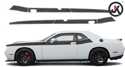 Dodge Challenger HoneyComb Style Short Stripes Decals (Pair) : Vinyl Graphics Kit Fits (2008-2023)