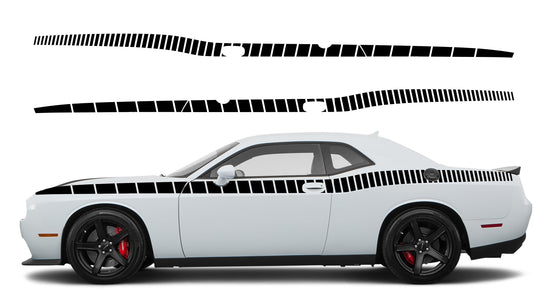 white car black Cuba Stripes Side Decals