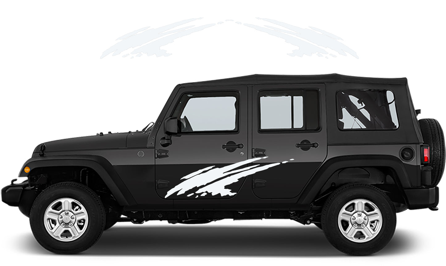 Jeep Wrangler JK Door Splash Decals (Pair) : Vinyl Graphics Kit fits (2007-2018)