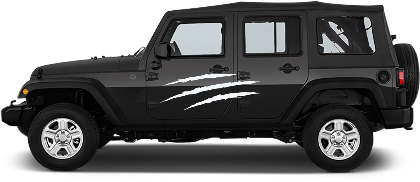 Jeep Wrangler JK Scratches Side Decals Pair : Vinyl Graphics Kit fits (2007-2018)