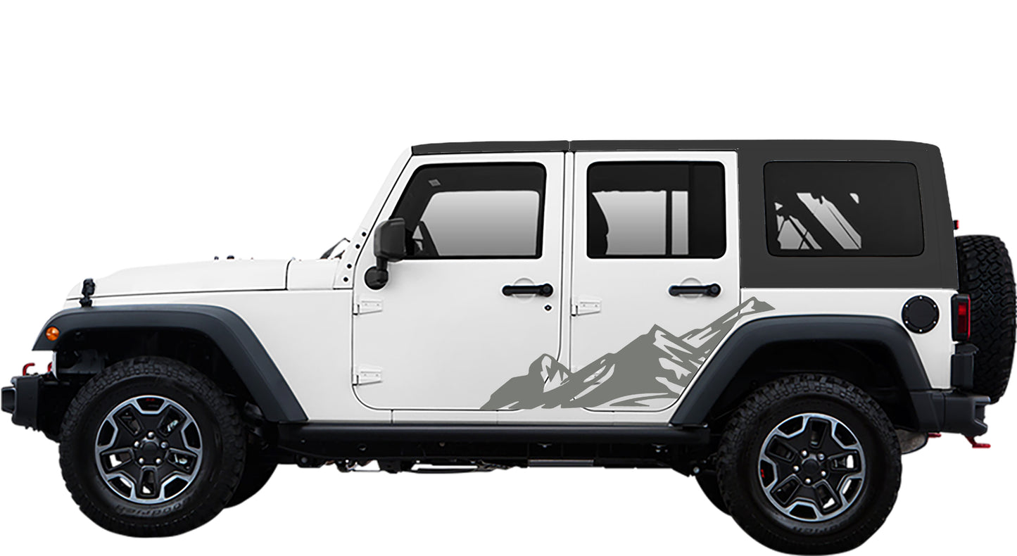 Jeep Wrangler JK Mountains Side Decals (Pair) : Vinyl Graphics Kit fits (2007-2018)