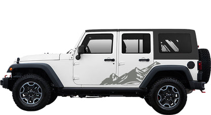 Jeep Wrangler JK Mountains Side Decals (Pair) : Vinyl Graphics Kit fits (2007-2018)