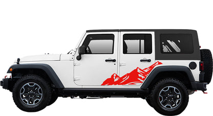 Jeep Wrangler JK Mountains Side Decals (Pair) : Vinyl Graphics Kit fits (2007-2018)
