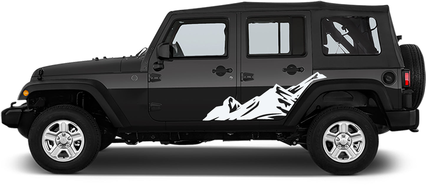 Jeep Wrangler JK Mountains Side Decals (Pair) : Vinyl Graphics Kit fits (2007-2018)