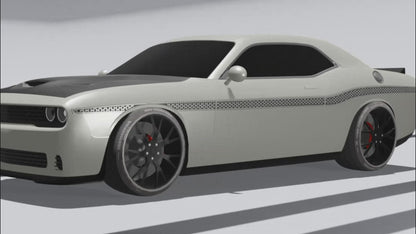 Dodge Challenger Middle Beltline Honeycomb Stripes Decals (Pair) : Vinyl Graphics Kit Fits (2008-2023)