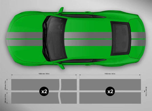       chevrolet_camaro_1019_custom_vinyl_wrap_double_dual_full_body_stripe_kit_gray