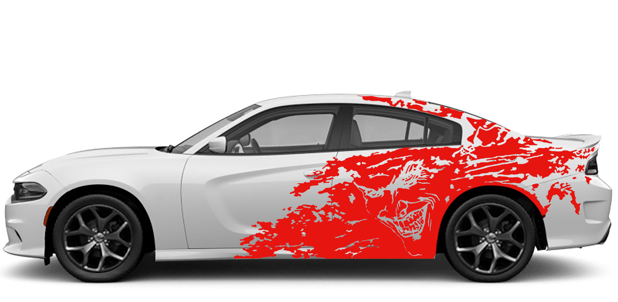 Dodge Charger Joker Grunge Side Decals (Pair) : Vinyl Graphics Kit Fits (2015-2023)