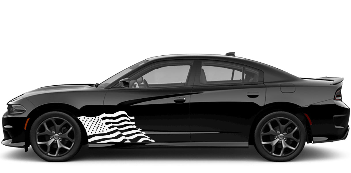 Dodge Charger US Flag Side Decals (Pair) : Vinyl Graphics Kit Fits (2015-2023)