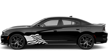 Dodge Charger US Flag Side Decals (Pair) : Vinyl Graphics Kit Fits (2015-2023)