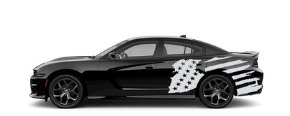 Dodge Charger US Flag Side Decals (Pair) : Vinyl Graphics Kit Fits (2015-2023)