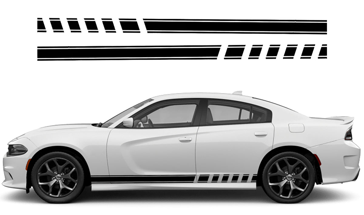 Dodge Racing Stickers Dodge Charger Racing Rocker Stripes Decals (Pair) : Vinyl Graphics Kit