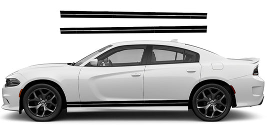 Dodge Charger Split Rocker Panel Stripes Decals (Pair) : Vinyl Graphics Kit Fits (2015-2023)