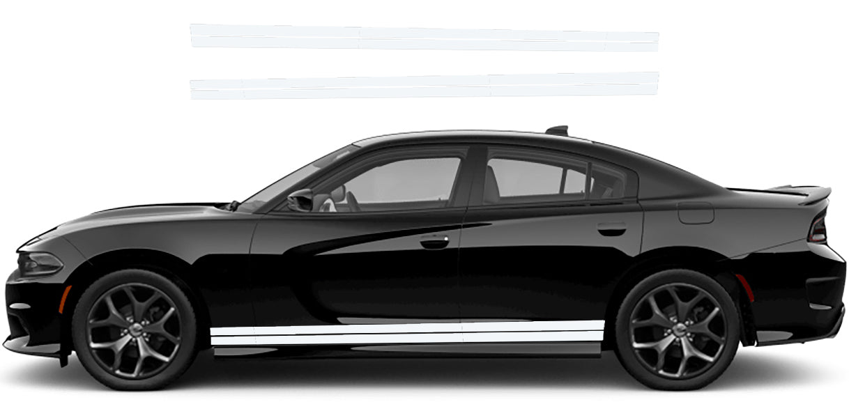 Dodge Charger Split Rocker Panel Stripes Decals (Pair) : Vinyl Graphics Kit Fits (2015-2023)