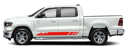 Dodge Ram Mountains Rocker Stripes Decals (Pair) : Vinyl Graphics Kit Fits (2019-2023)