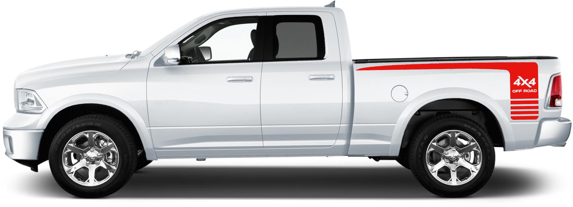 Dodge Ram 1500/2500/3500 (2009-2018) Custom Vinyl Decals, Graphics and Stickers - Hockey 4x4 bed decal (Pair) - Jkprostickers