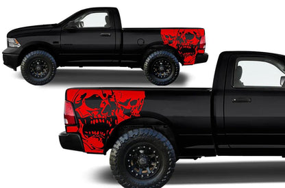 Dodge Ram 1500/2500/3500 (2009-2018) Custom Decals, Graphics and Stickers - Double Skull Bed Kit - Jkprostickers
