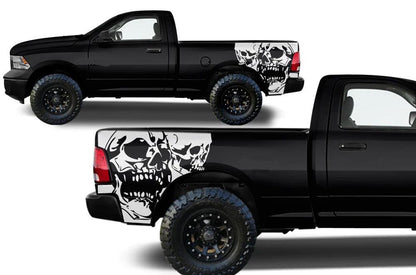 Dodge Ram 1500/2500/3500 (2009-2018) Custom Decals, Graphics and Stickers - Double Skull Bed Kit - Jkprostickers