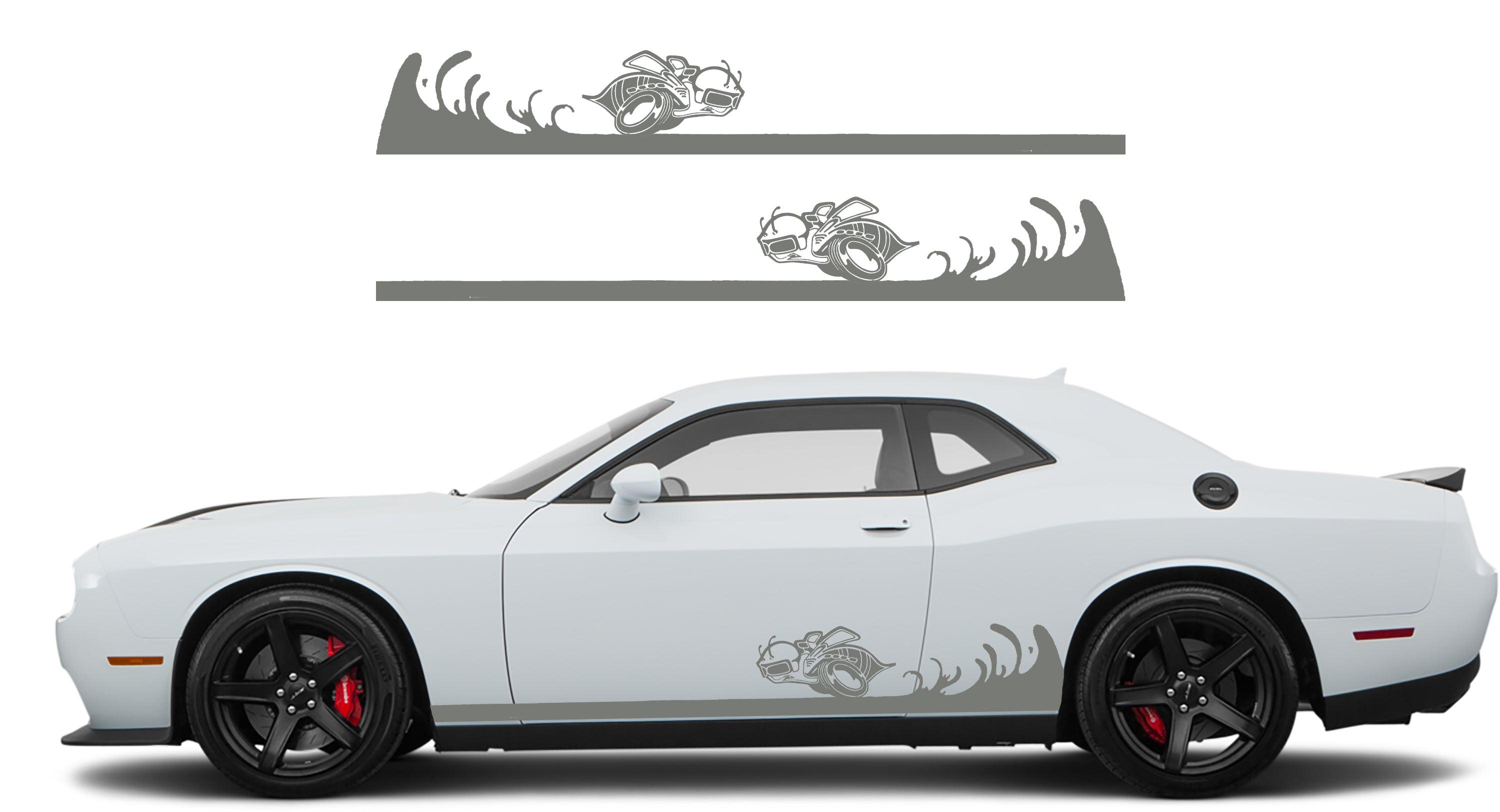 Dodge Challenger R/T SRT (2008-2023) Custom Vinyl Decal Graphics - Rumble Bee Rocker Stripes (Pair) - Jkprostickers