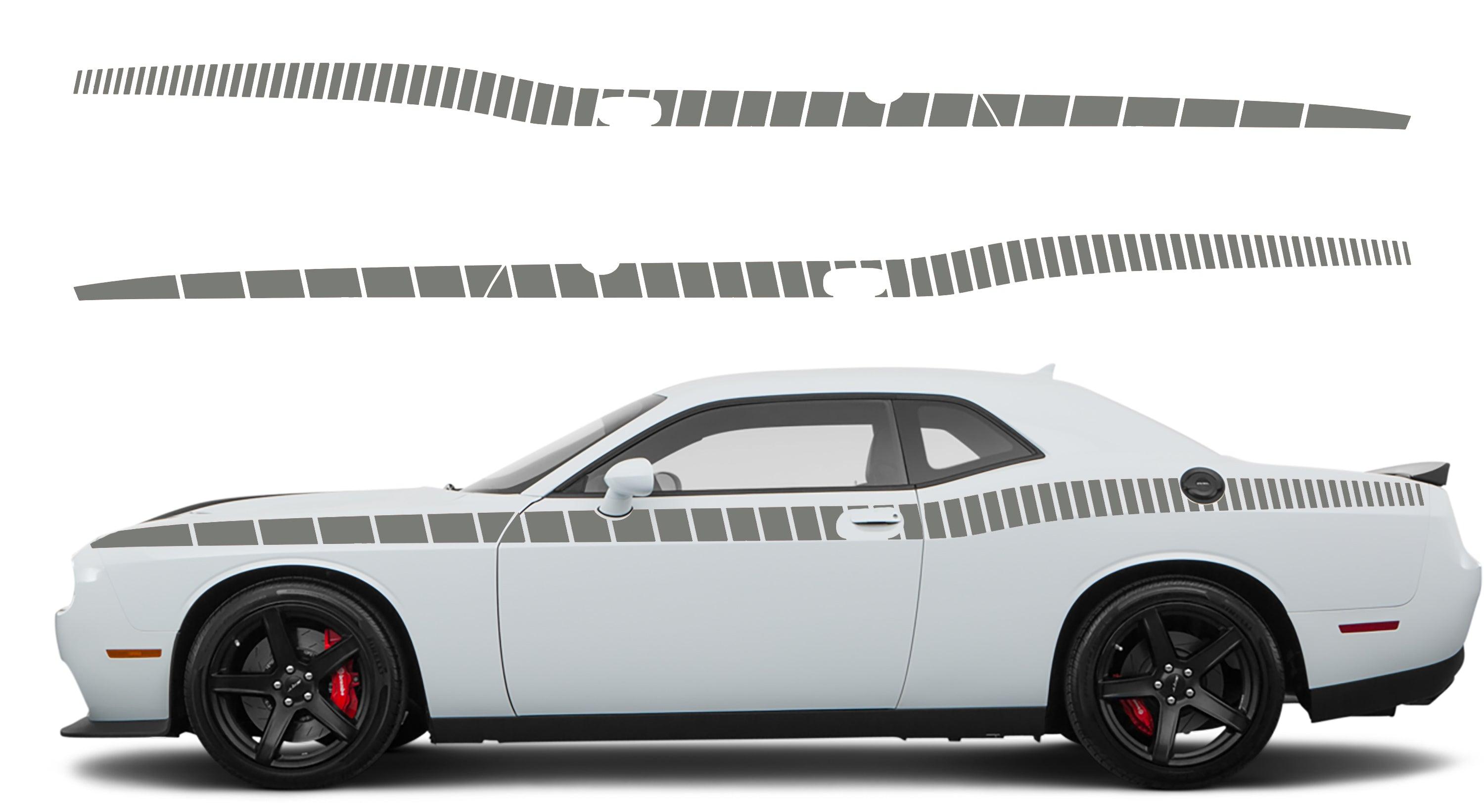 white car gray Cuba Stripes Side Decals