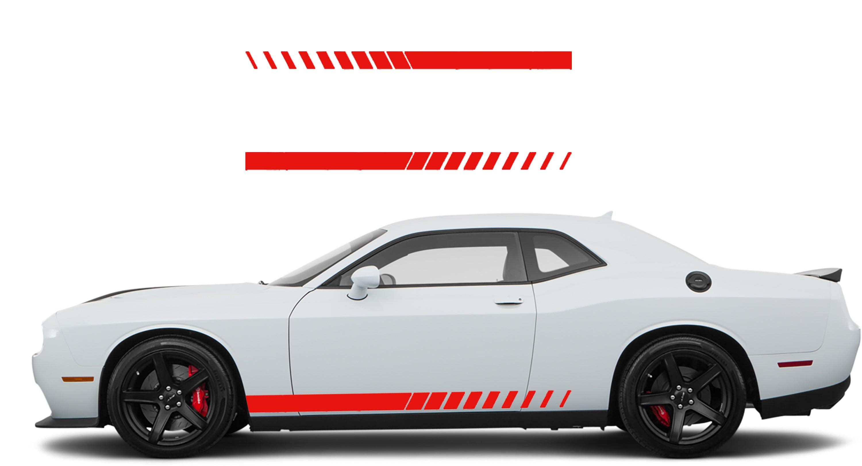 Dodge Challenger, R/T, SRT (2008-2023) Custom Vinyl Decal Graphics - Side Racing Stripes (Pair) - Jkprostickers