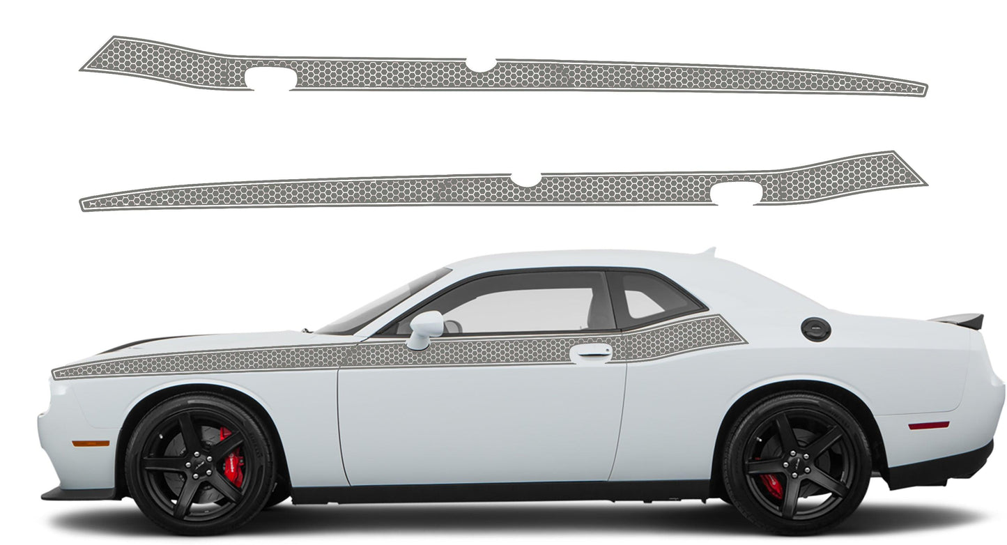 Dodge Challenger, R/T, SRT (2008-2023) Custom Vinyl Decal Graphics - HoneyComb Style Short Stripes - Jkprostickers