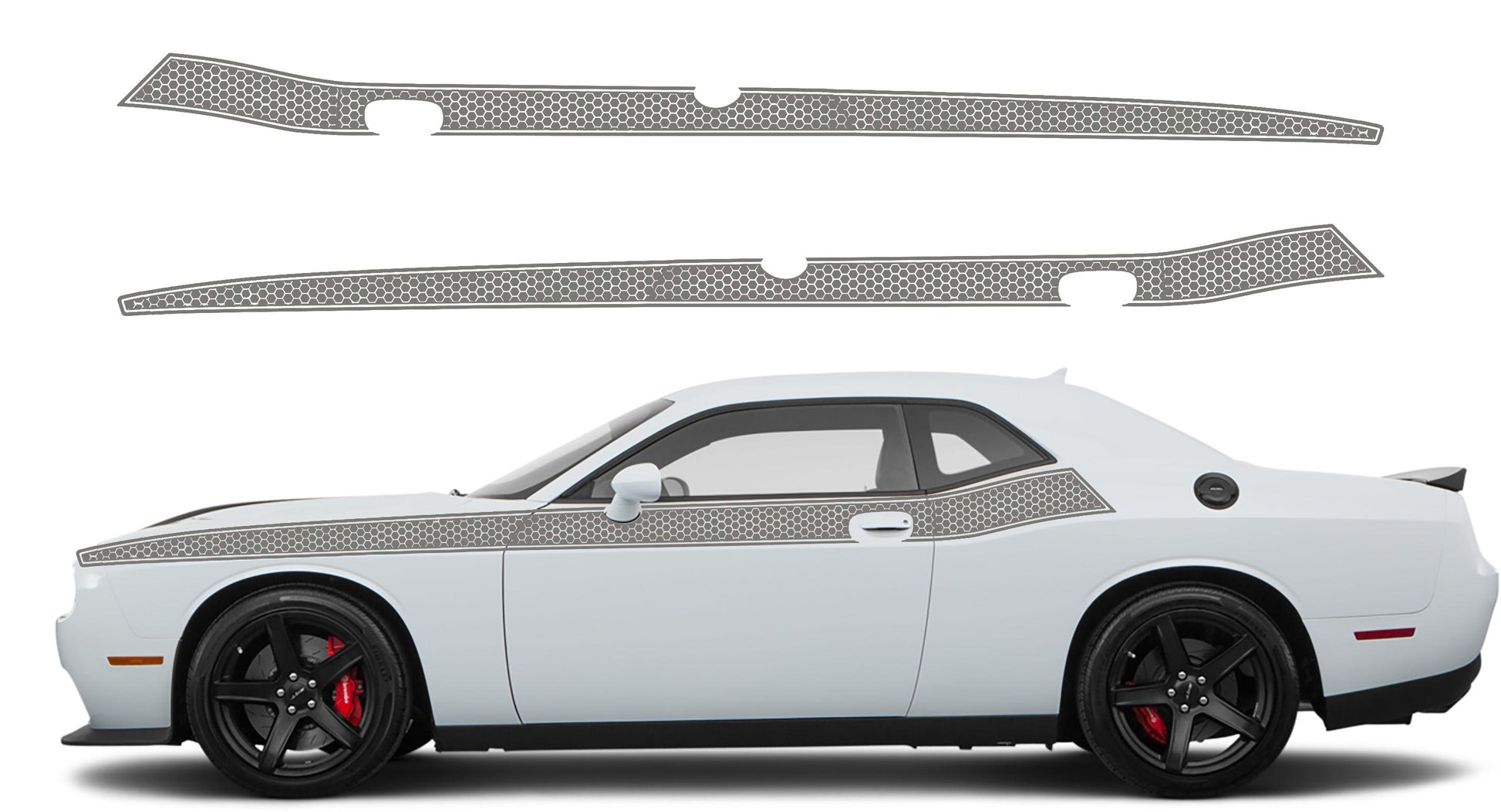 Dodge Challenger, R/T, SRT (2008-2023) Custom Vinyl Decal Graphics - HoneyComb Style Short Stripes - Jkprostickers