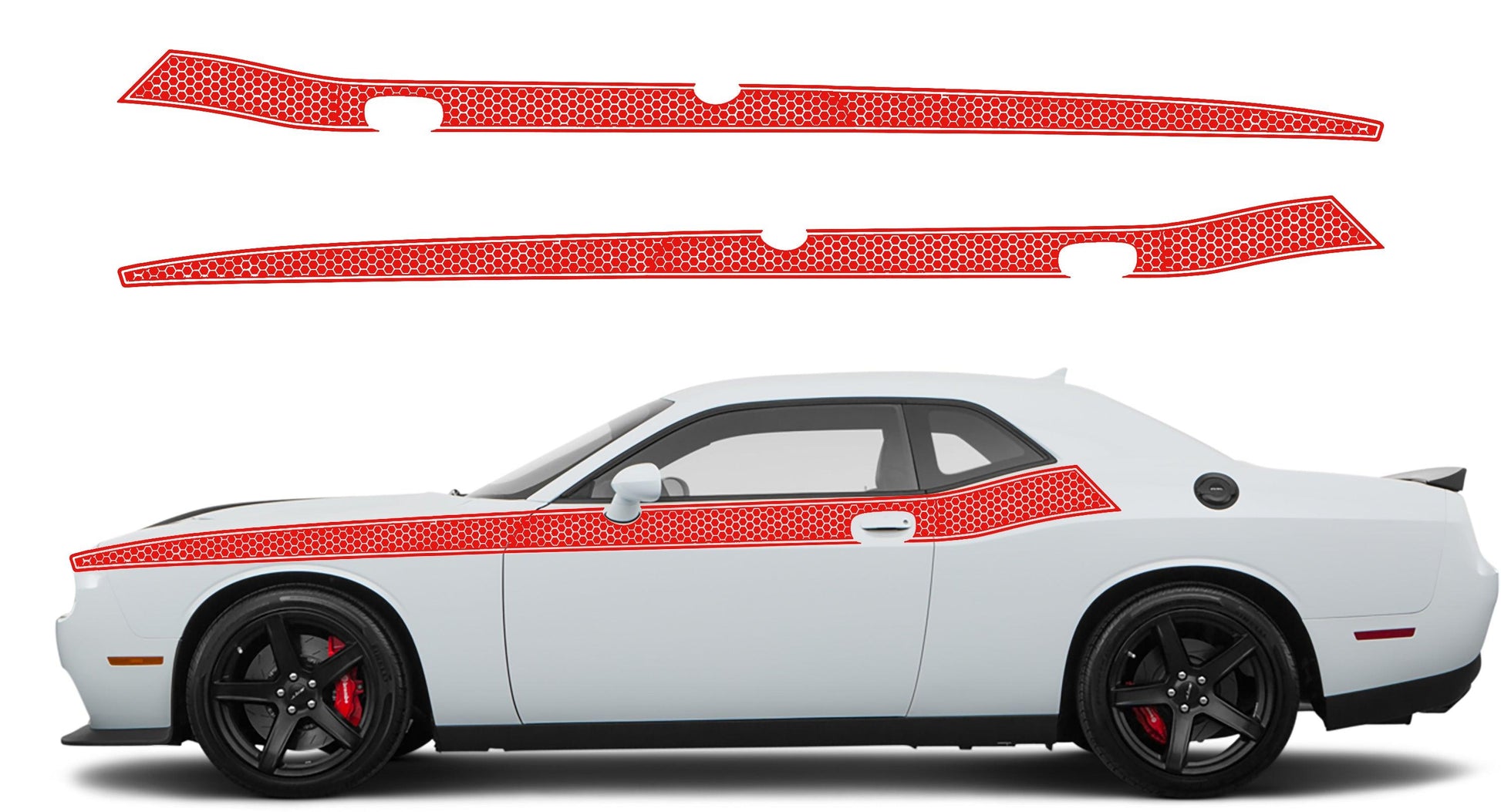 Dodge Challenger, R/T, SRT (2008-2023) Custom Vinyl Decal Graphics - HoneyComb Style Short Stripes - Jkprostickers