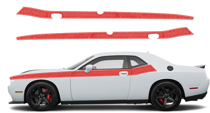 Dodge Challenger, R/T, SRT (2008-2023) Custom Vinyl Decal Graphics - HoneyComb Style Short Stripes - Jkprostickers
