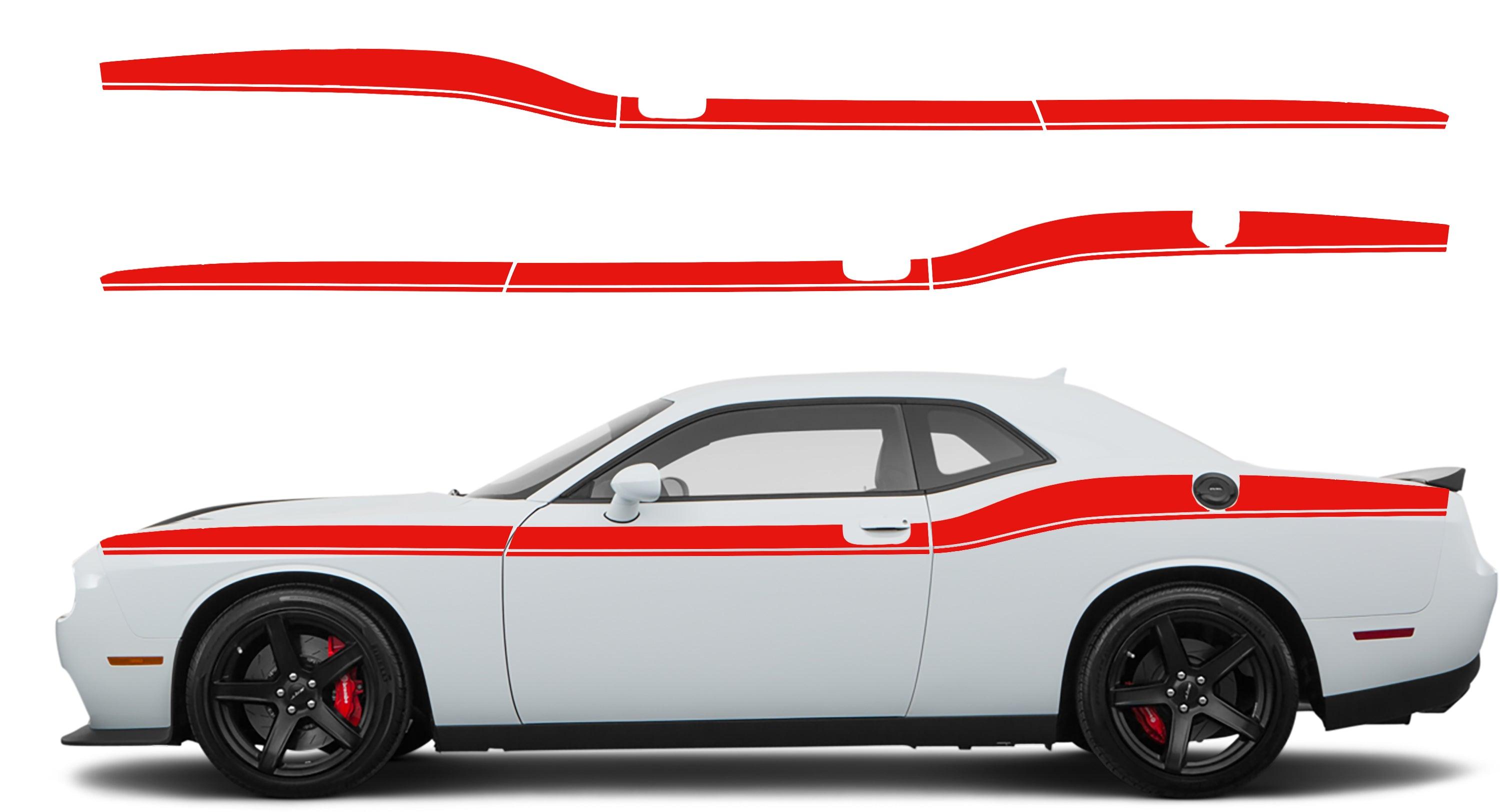 Dodge Challenger, R/T, SRT (2008-2023) Custom Vinyl Decal Graphics - Lower Pin Beltline Kit - Jkprostickers