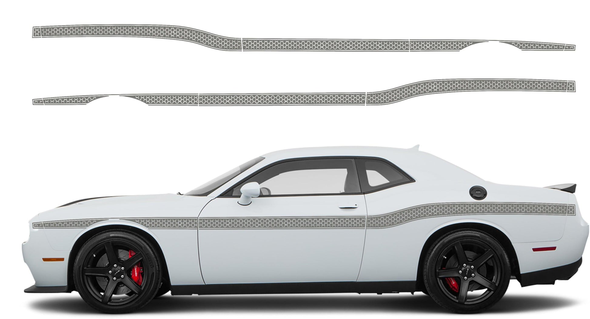 Dodge Challenger, R/T, SRT (2008-2023) Custom Vinyl Decal Graphics - Middle Beltline Honeycomb Style - Jkprostickers