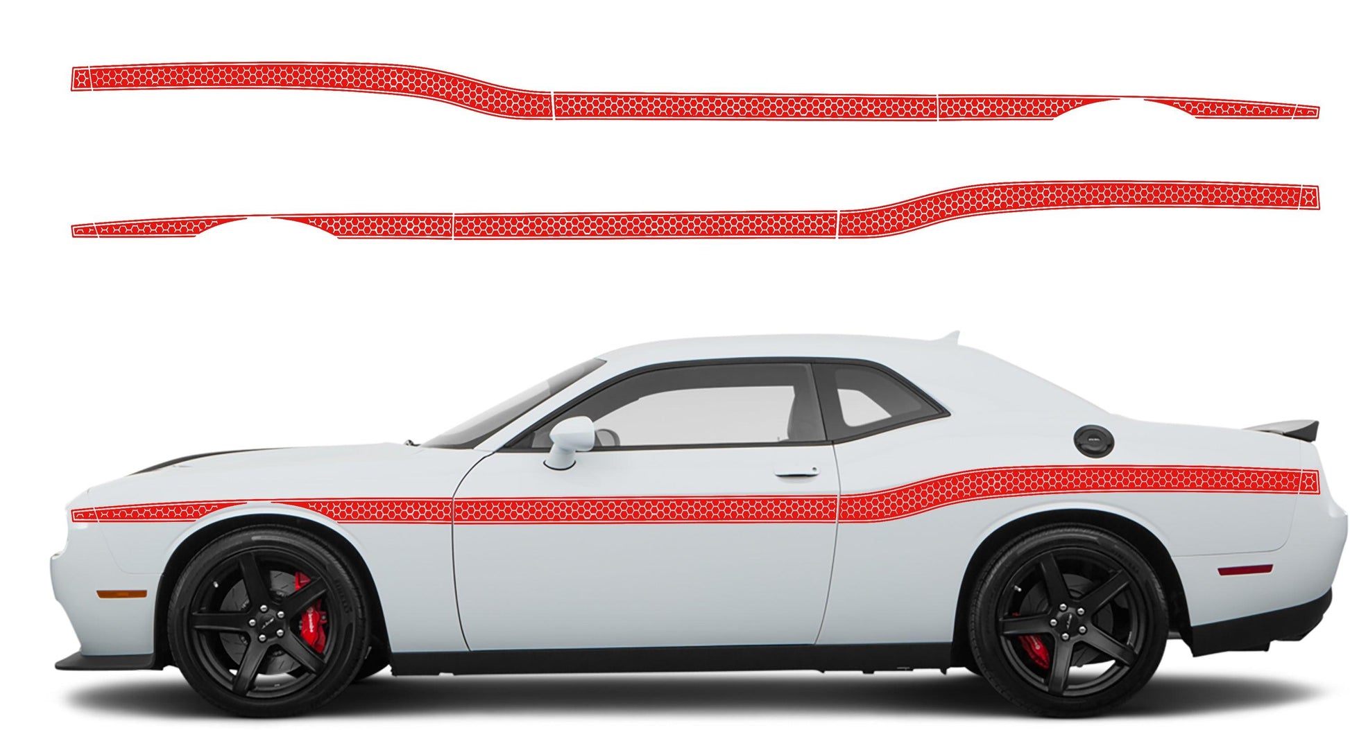Dodge Challenger, R/T, SRT (2008-2023) Custom Vinyl Decal Graphics - Middle Beltline Honeycomb Style - Jkprostickers