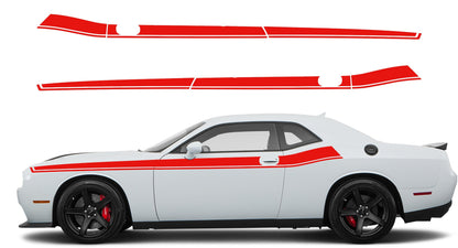Dodge Challenger, R/T, SRT (2008-2023) Custom Vinyl Decal Graphics - Modern Short Side Stripes - Jkprostickers