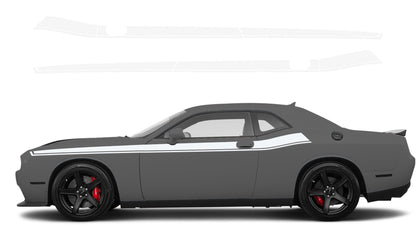 Dodge Challenger, R/T, SRT (2008-2023) Custom Vinyl Decal Graphics - Modern Short Side Stripes - Jkprostickers