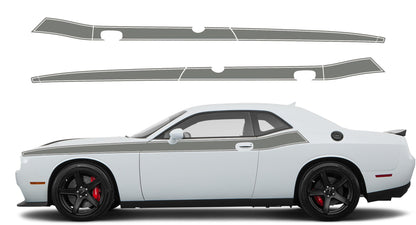Dodge Challenger, R/T, SRT (2008-2023) Custom Vinyl Decal Graphics - Pinstriped Short Side Stripes - Jkprostickers