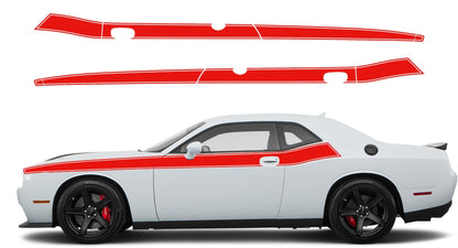 Dodge Challenger, R/T, SRT (2008-2023) Custom Vinyl Decal Graphics - Pinstriped Short Side Stripes - Jkprostickers