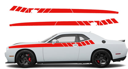 Dodge Challenger, R/T, SRT (2008-2023) Custom Vinyl Decal Graphics - Strobe Short Side Stripe - Jkprostickers