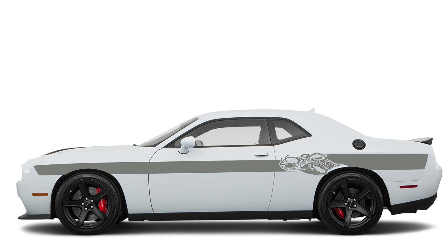 Dodge Challenger R/T SRT (2008-2023) Custom Vinyl Decal Graphics - Rumble Bee side stripe Kit (Pair) - Jkprostickers