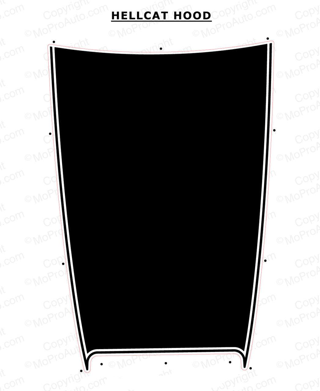 Dodge Challenger (2014 to 2022) Custom Decals, Graphics and Stickers - SRT Hellcat Hood Decal - Jkprostickers