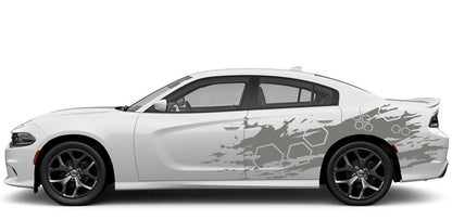 Dodge Charger, GT, SXT, SRT, Hellcat (2015 to 2023) | Custom Vinyl Decal Graphics - Honeycomb Door Sidee grunge Kit (Pair) - Jkprostickers