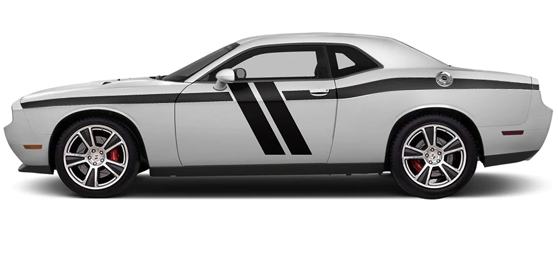 white car black Hash Side Stripe Decals