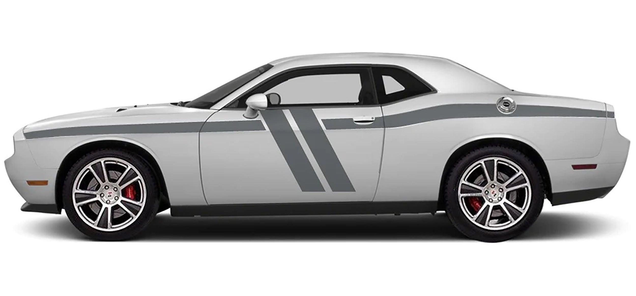 Dodge Challenger (All Models And Make) Custom Decals, Graphics and Stickers - Hash Side Stripe - Jkprostickers