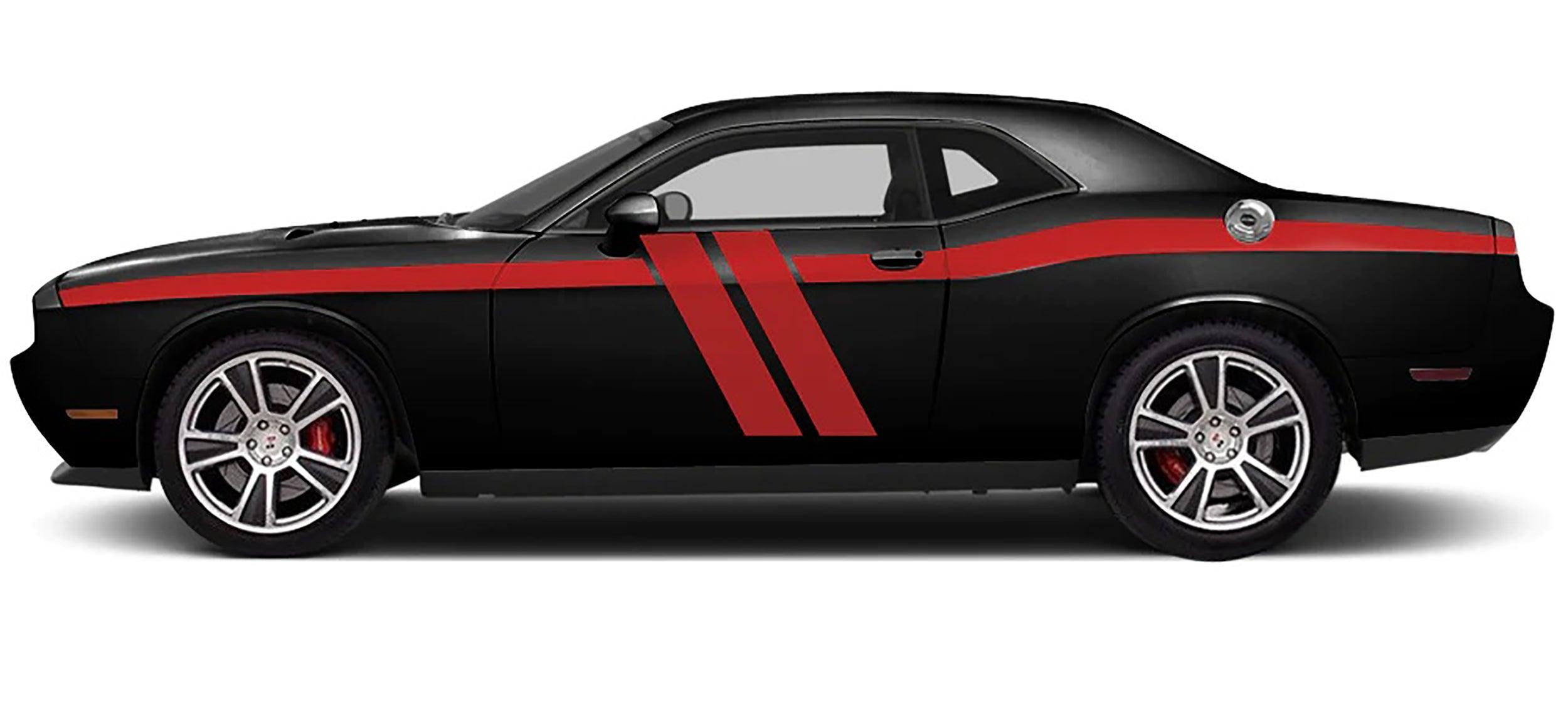 Dodge Challenger (All Models And Make) Custom Decals, Graphics and Stickers - Hash Side Stripe - Jkprostickers
