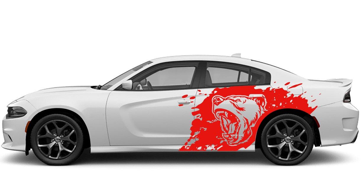 Dodge Charger, GT, SXT, SRT, Hellcat (2015 to 2023) Custom Vinyl Decal Graphics - Roaring Bear Kit (Pair) - Jkprostickers