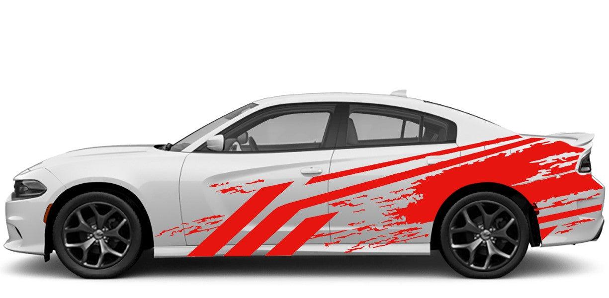 Dodge Charger, GT, SXT, SRT, Hellcat (2015 to 2023) Custom Vinyl Decal Graphics - Grunge StyleKit (Pair) - Jkprostickers