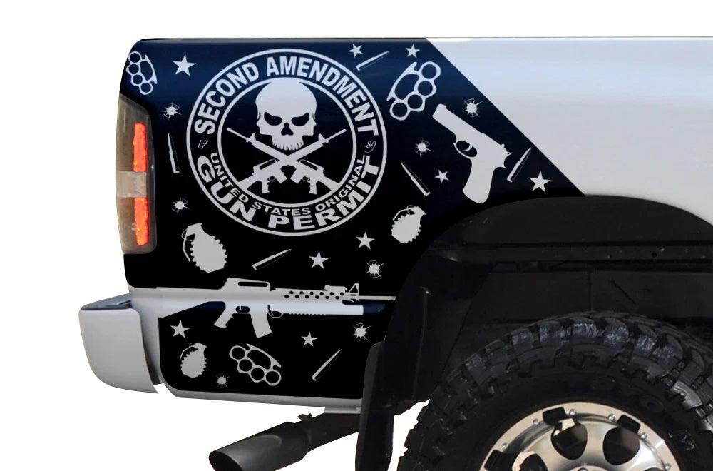 Dodge Ram 2nd Amendment Bed Decals (Pair) : Vinyl Graphics Kit Fits (2002-2008)