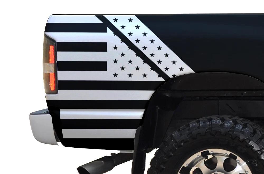 Dodge Ram US Flag Bed Decals (Pair) : Vinyl Graphics Kit Fits (2002-2008)